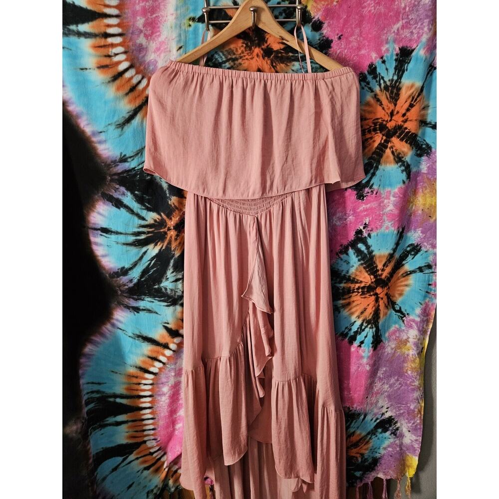 Naked Zebra Strapless Bubble Hemmed Dress Light Pink Women's Small Lo-hi Flowy